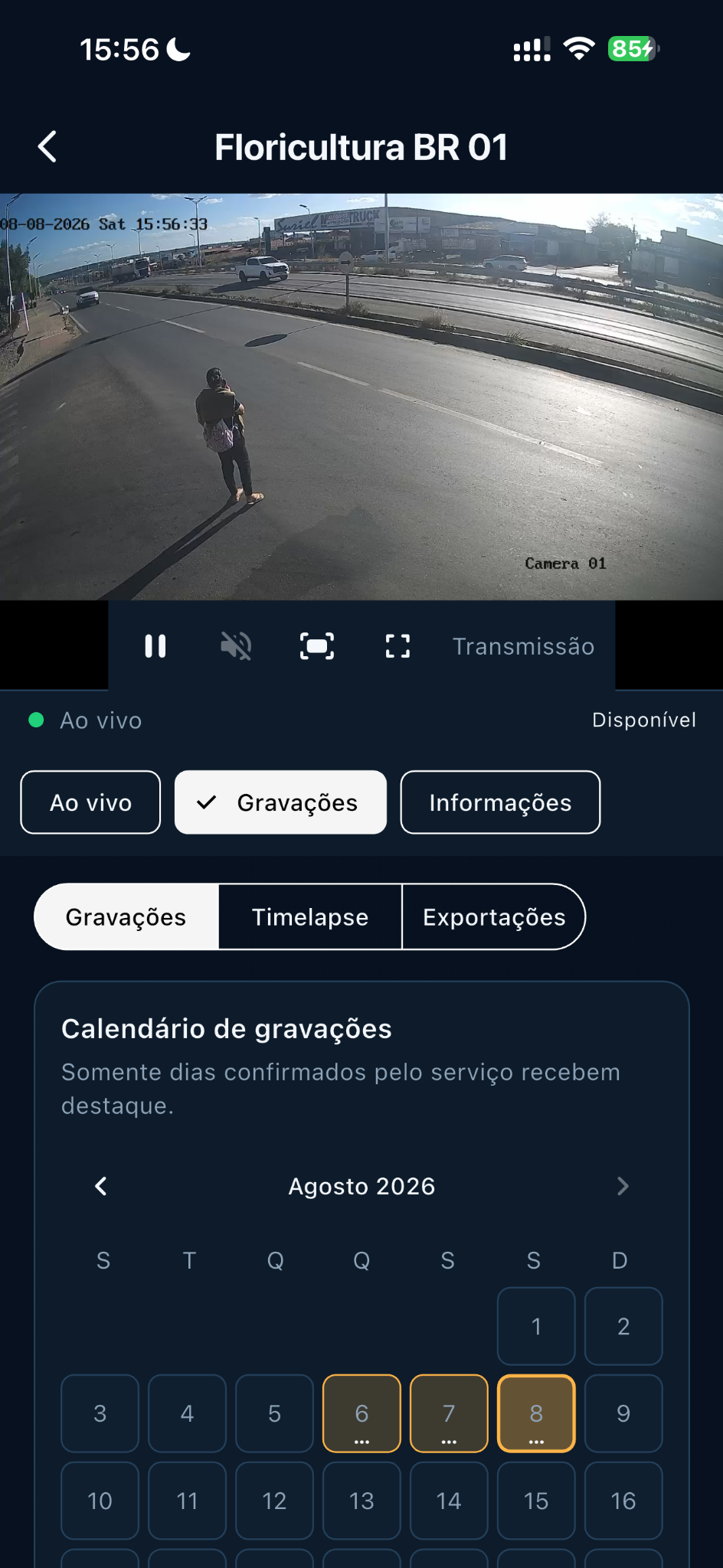 Gravações no aplicativo Flow CAM